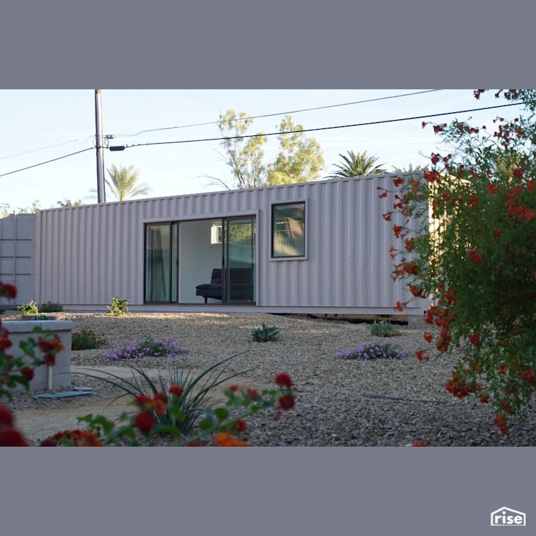 Landscaped Container Home with Shipping Container Home by Alternative Living Spaces