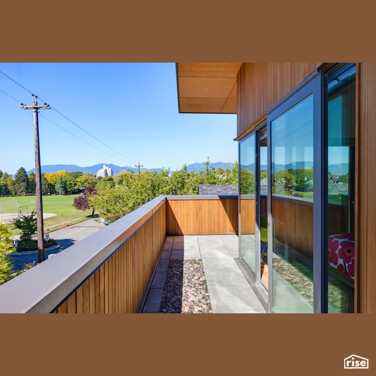 PoonLi House bedroom balcony with Concrete Flooring by Lanefab Design/Build