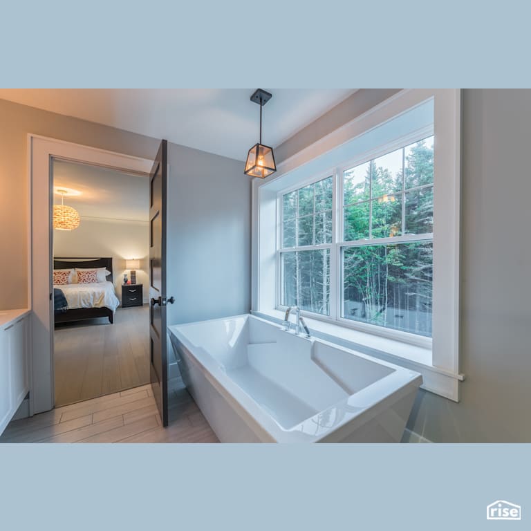 House in The Woods - Ensuite with Ceiling Light by Homes by Highgate