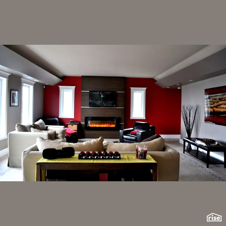 Ravishing Red Rancher - Living Room with Gas Fireplace by Amazing Space Interiors