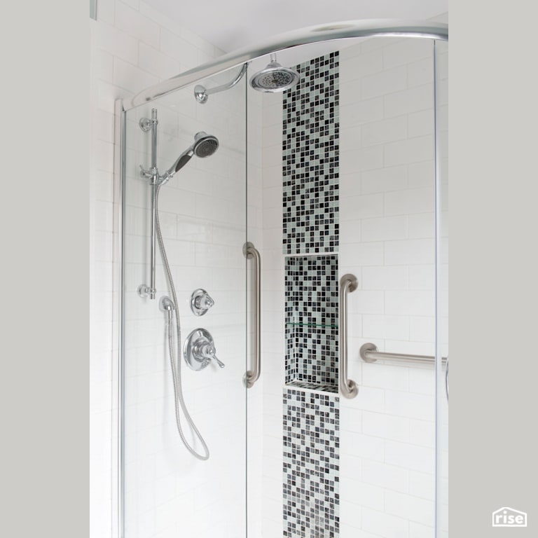 Shower - Small on Space – Big on Style & Accessibility with Low-Flow Showerhead by Case Design/Remodeling