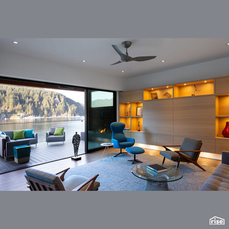 Eastridge Living Room with Gas Fireplace by Synthesis Design