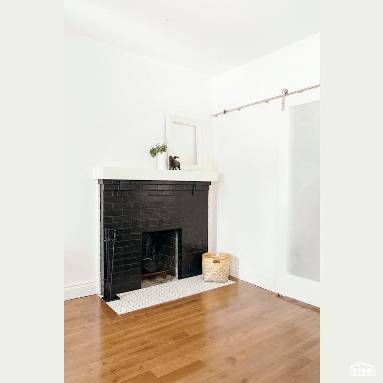 Fireplace - West-End Halifax Contemporary Transformation with Reclaimed Hardwood by Case Design/Remodeling