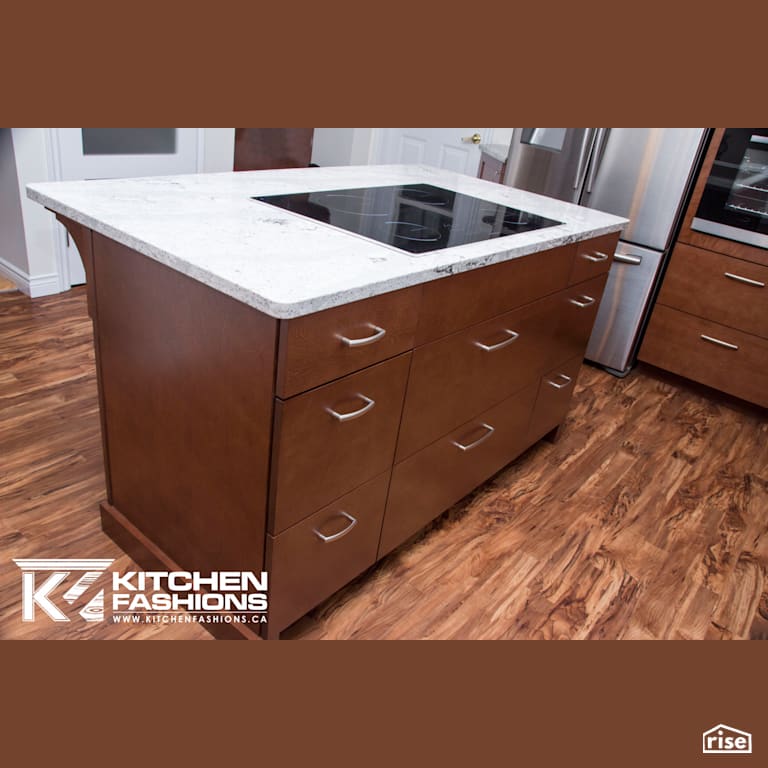 Cinnamon Stained Kitchen with Induction Cooktop by Home Fashions