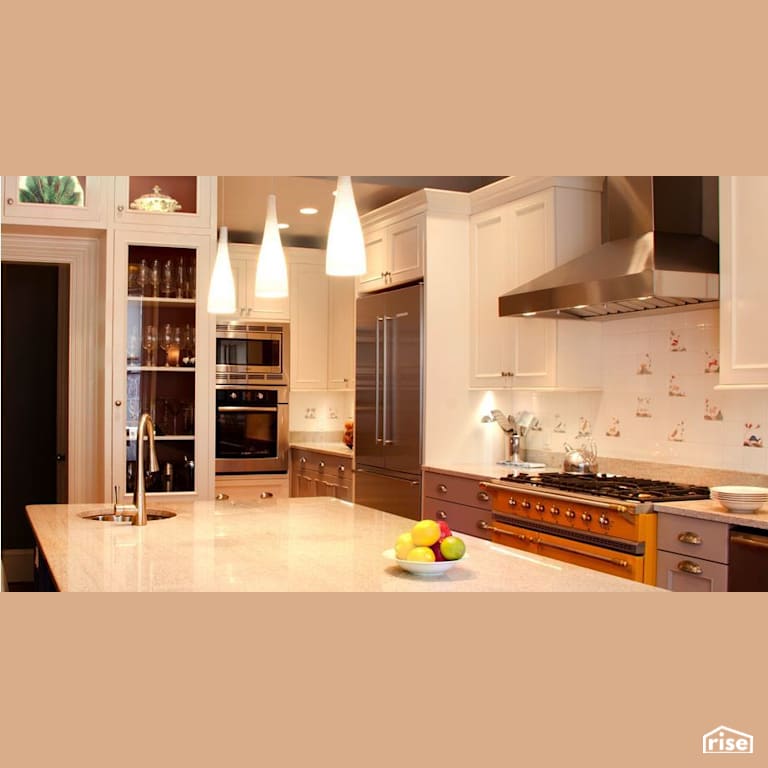 Gordon Street Kitchen with Refrigerator by Helios Design Group