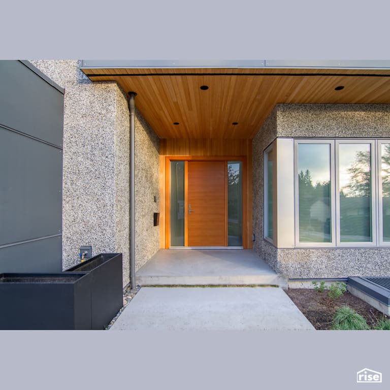Front Door with Accent Outdoor Lighting by Naikoon Contracting