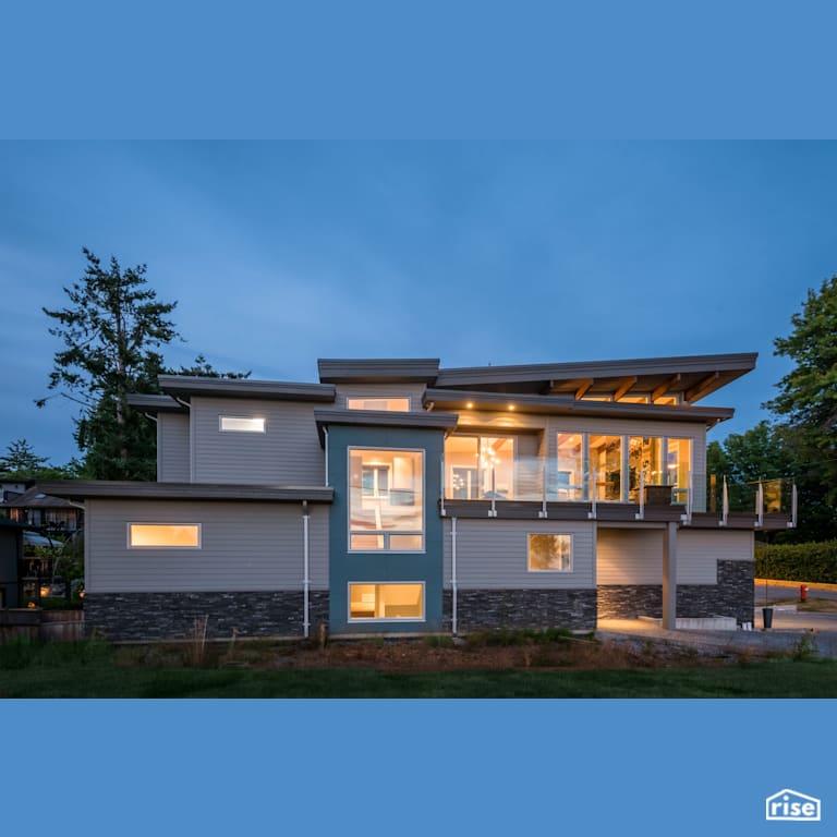 Exterior with Accent Outdoor Lighting by My House Design/Build Team Ltd.