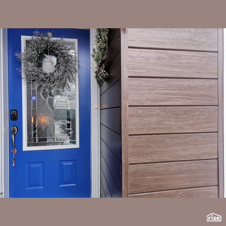 Composite siding with blue door with Composite or Engineered Siding by ChamClad by Chameleon
