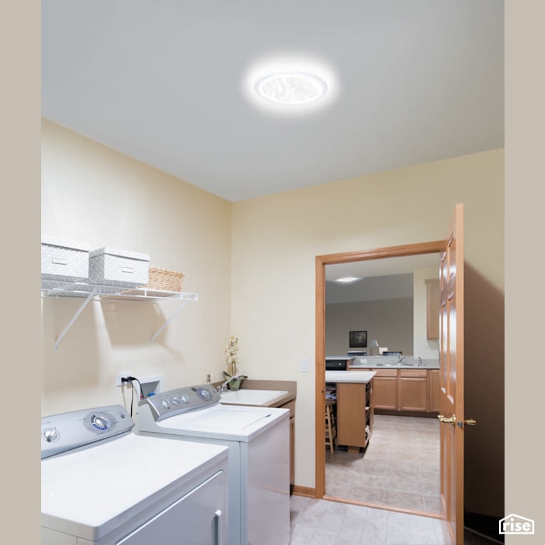 Laundry Room with Solatube 160 DS with Tubular Skylight by Solatube International, Inc.