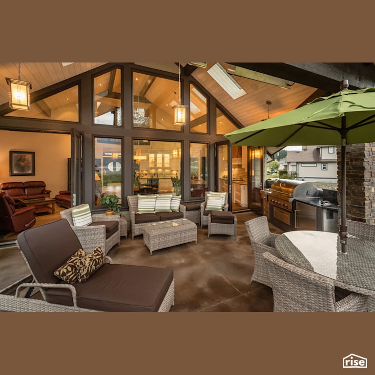 Patio with Tilt-and-Turn Patio Door by My House Design/Build Team Ltd.