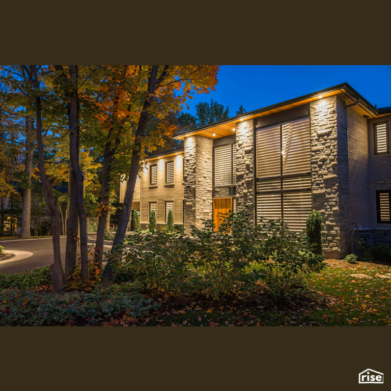 410 Wood Avenue - Exterior with Accent Outdoor Lighting by VERT plan.design.build