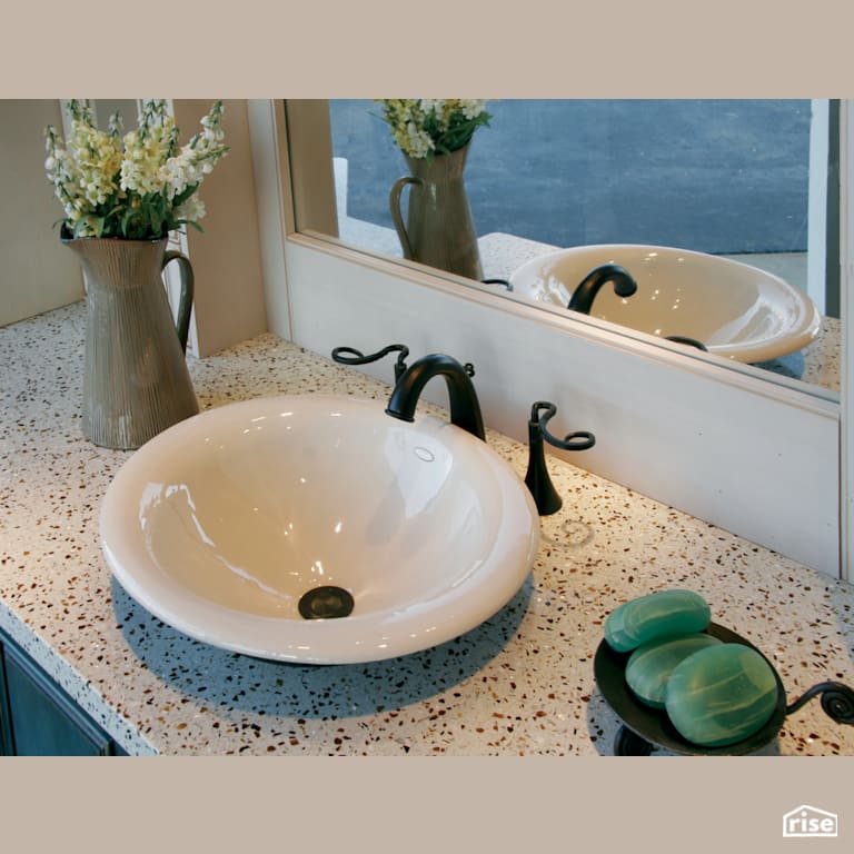 Amber Pearl Vanity with Recycled Glass Countertop by IceStone