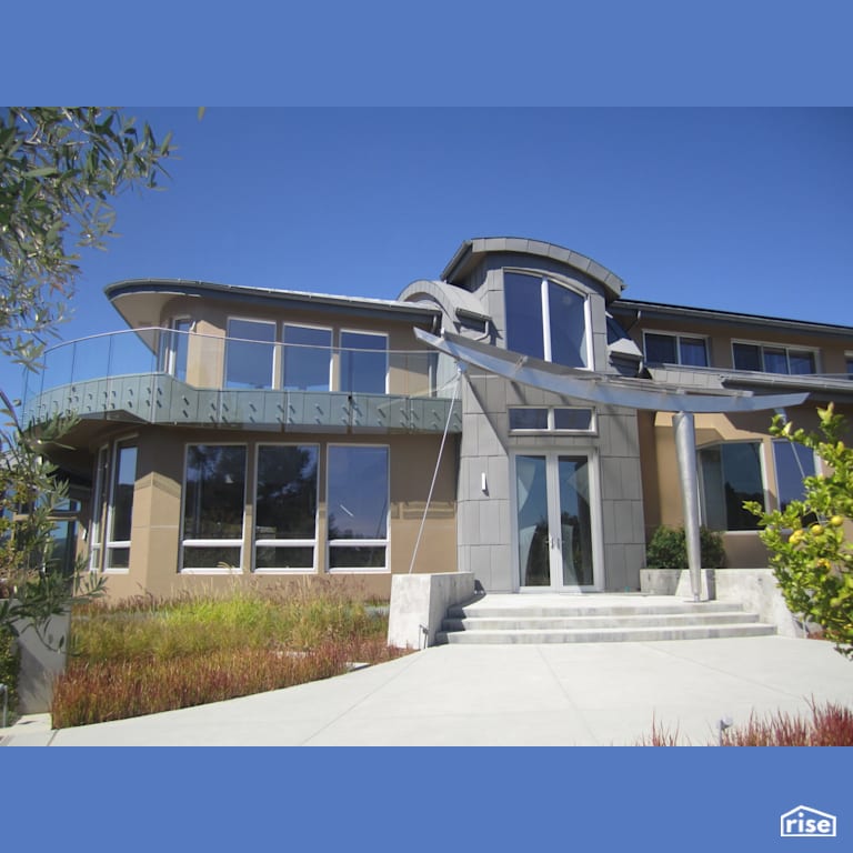 Entryway to beautiful window-filled custom home with Energy Star Exterior Door by Alpen High Performance Products