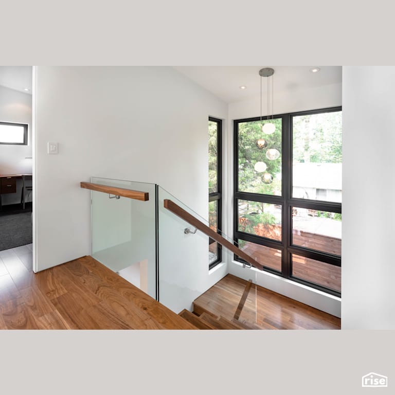 Fort Langley Modern Blend - Hall with Engineered Hardwood by My House Design/Build Team Ltd.