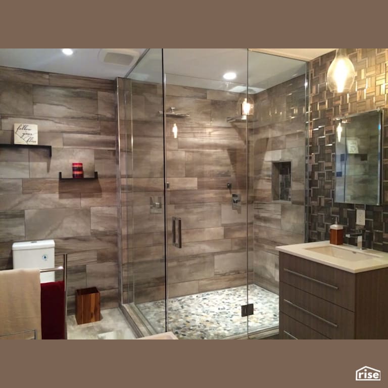 Beautiful Bathroom Reno Retreat with Low-Flow Showerhead by Amazing Space Interiors