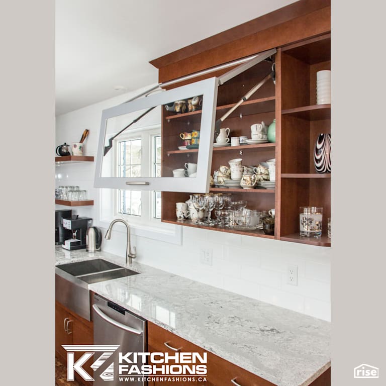 Cinnamon Stained Kitchen with Low-Flow Kitchen Faucet by Home Fashions