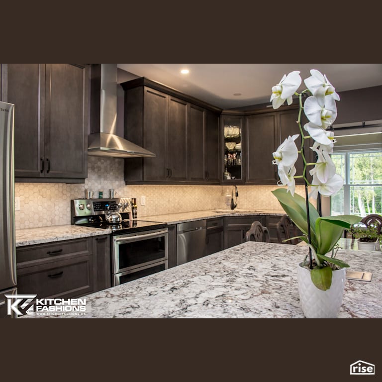 Kitchen Fashions - Nuvonoir Kitchen with Custom Island Table with Low-Flow Kitchen Faucet by Home Fashions