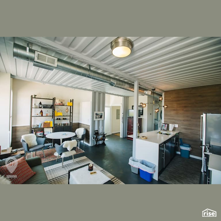 Container Home Open Concept Kitchen with Shipping Container Home by Three Squared Inc.