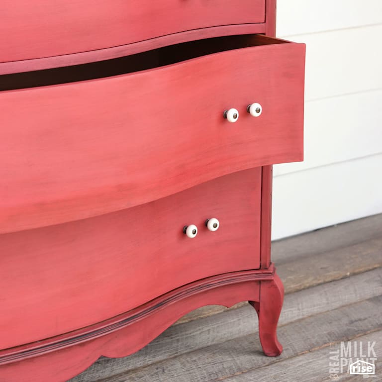 Real Milk Paint Betsy Ross Red refinished Dresser with Milk Paint by Real Milk Paint Co