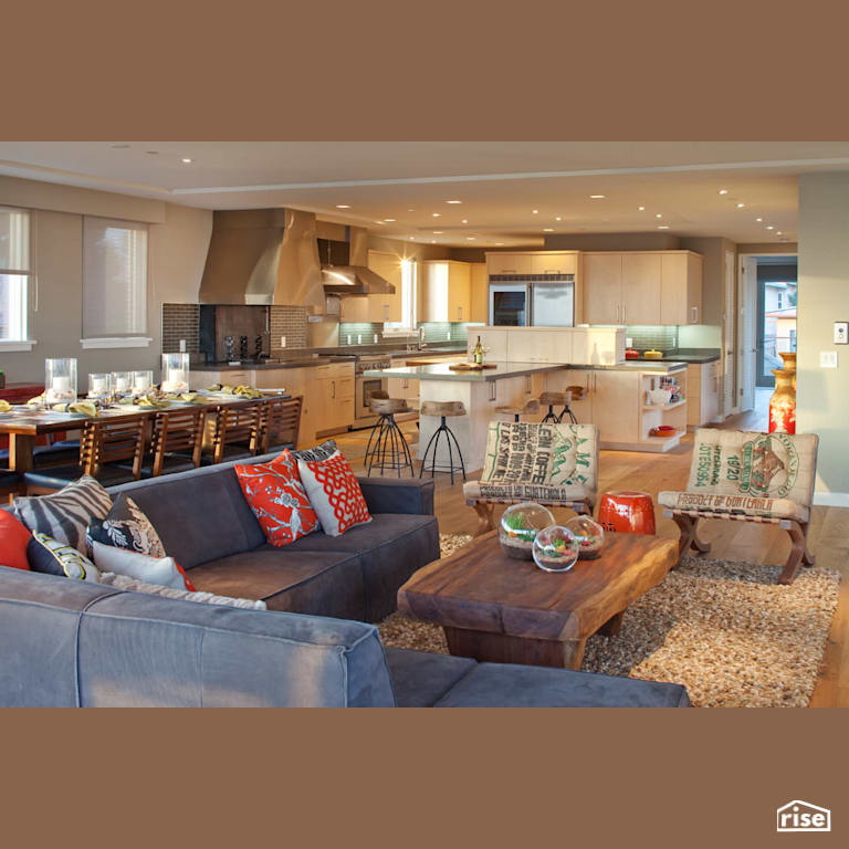 Living Room with Gas Range by Alliance Green Builders
