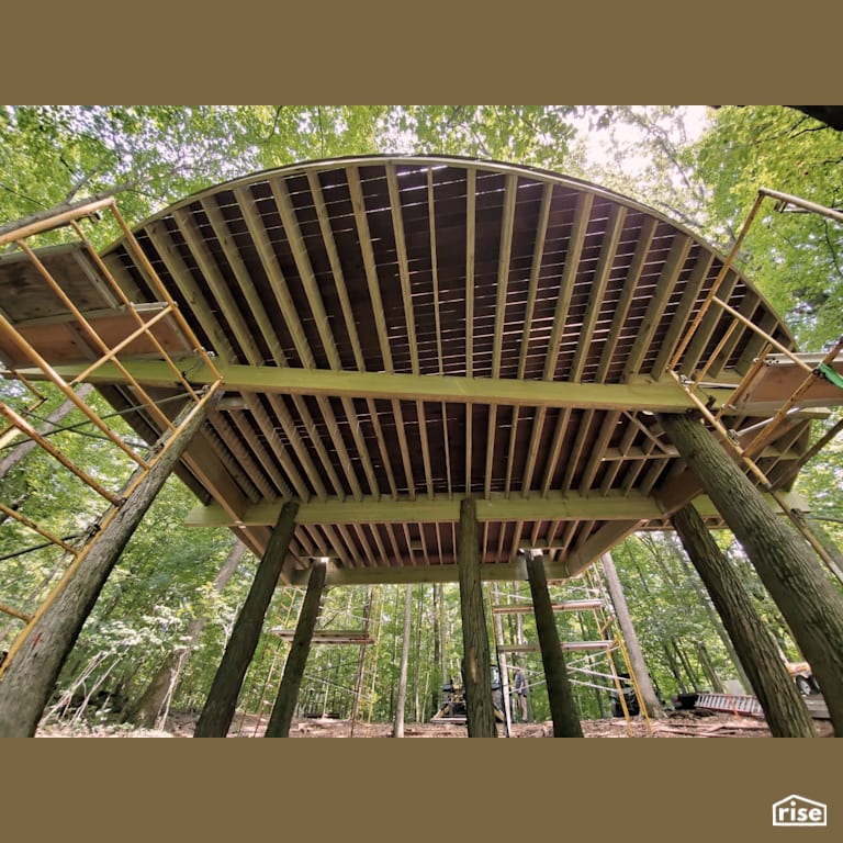 Camp Vohokase Deck From Below with Thermally Modified Wood Decking by Americana by Bingaman