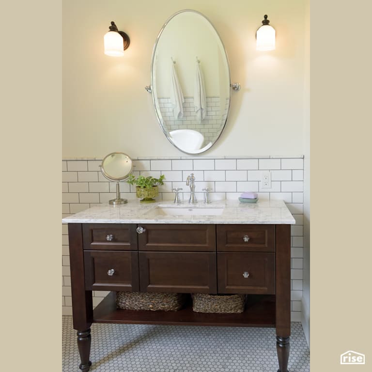 Master Bath Vanity with Low-Flow Bathroom Faucet by Ellenwood Homes