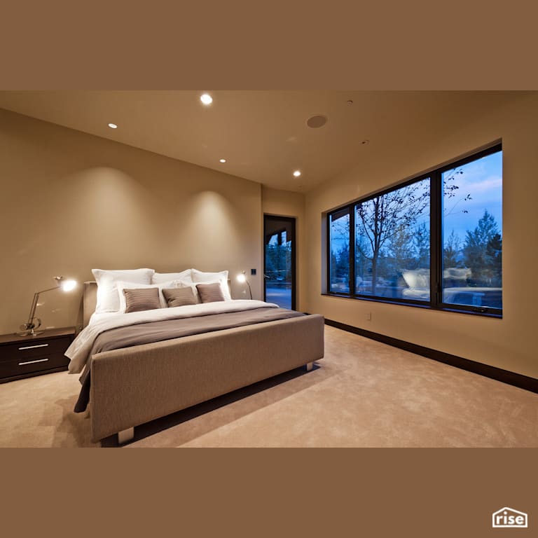 Light-filled guest bedroom with Integrated LED by Alpen High Performance Products