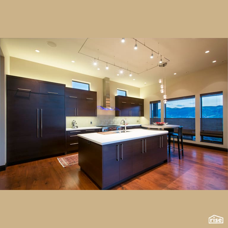 Open concept kitchen with Integrated LED by Alpen High Performance Products