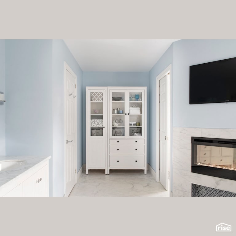 Luxury Bathroom Remodel Near Bedford with Television by Case Design/Remodeling