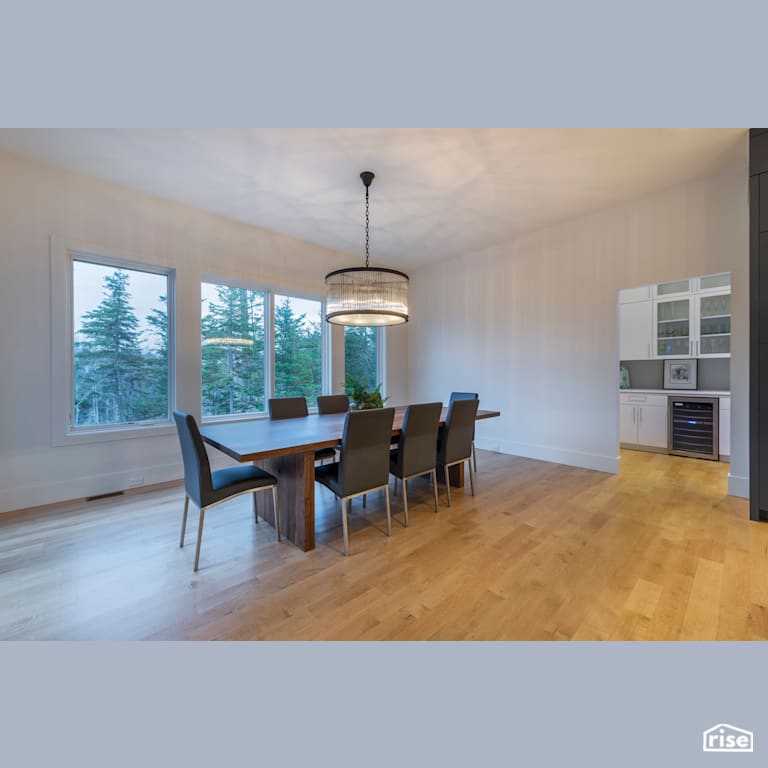 Timeless Escape - Dining Room with Ceiling Light by Homes by Highgate