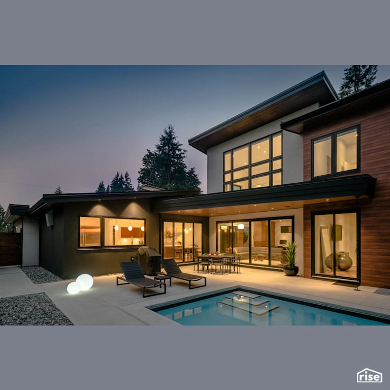 Fort Langley Modern Blend - Patio and Pool with Integrated LED by My House Design/Build Team Ltd.