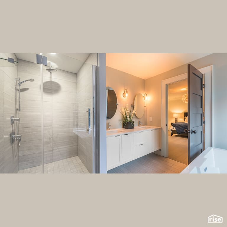 House in The Woods - Bathroom with Low-Flow Showerhead by Homes by Highgate