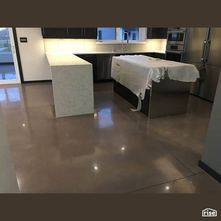 800 grit cream polish with grey dye with Concrete Flooring by DeltaCrete