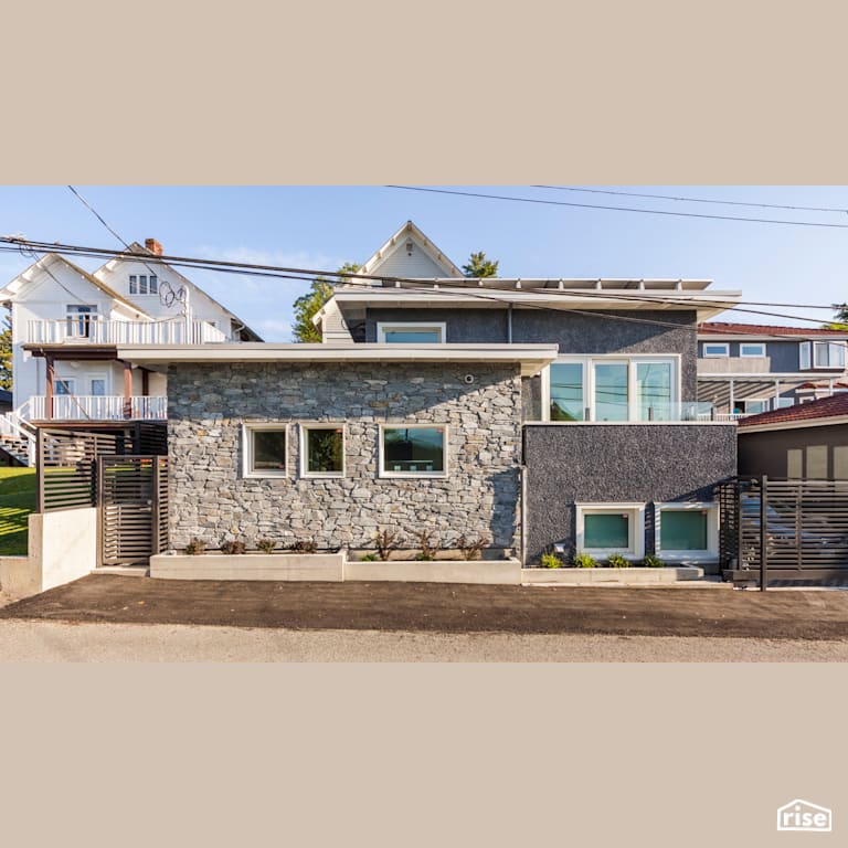 E29th Exterior Front  with Stone Siding by Lanefab Design/Build