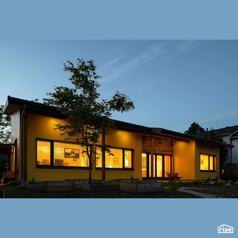 South windows and overhangs with Passive House Door by Lanefab Design/Build