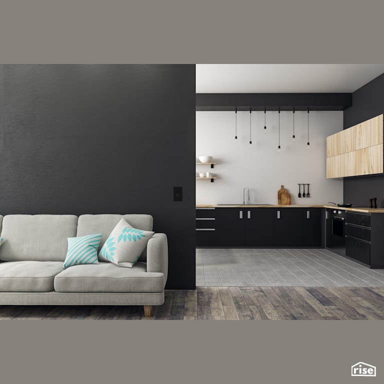 Decorative living room with dimmer switch with Wallpaper by Enerlites, Inc