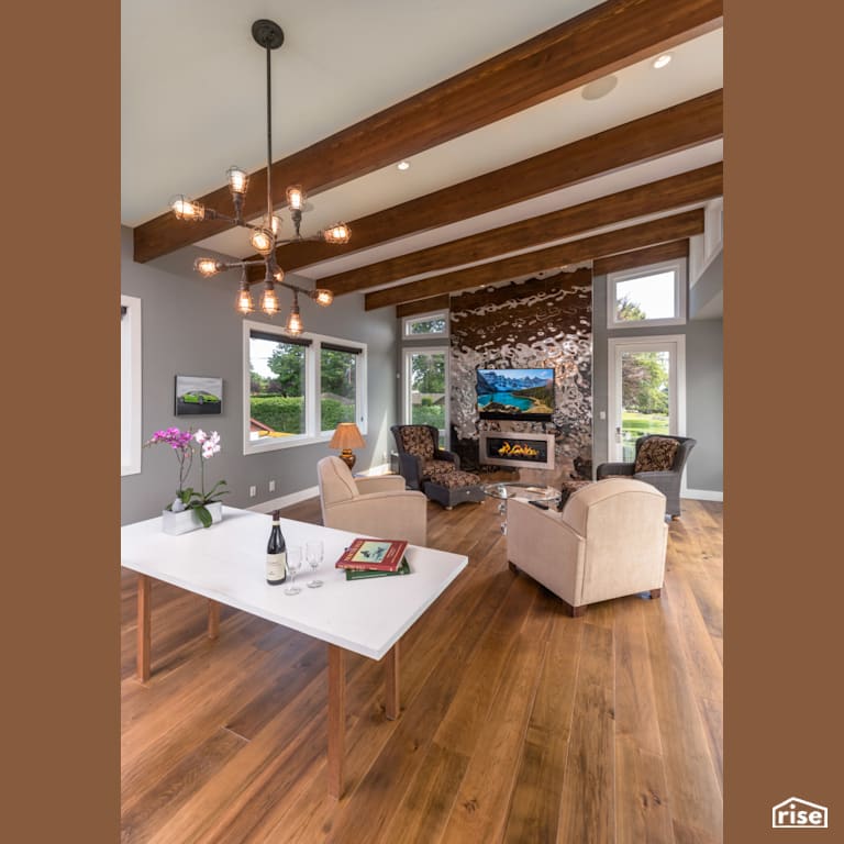 Living Room with LED Lighting by My House Design/Build Team Ltd.