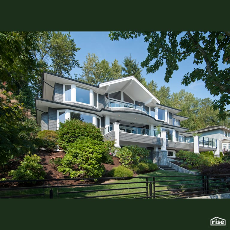 Exterior with Accent Outdoor Lighting by My House Design/Build Team Ltd.