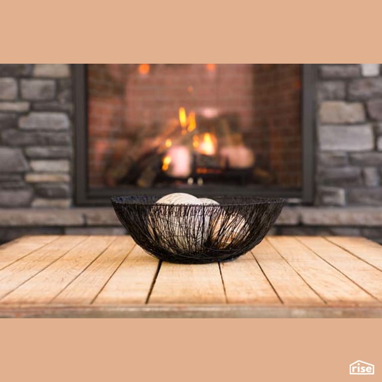 Living Room Wood Table with Gas Fireplace by Winsome Construction