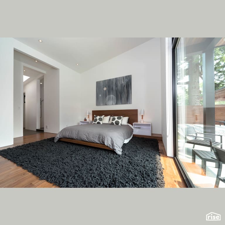 Fort Langley Modern Blend - Bedroom with Engineered Hardwood by My House Design/Build Team Ltd.