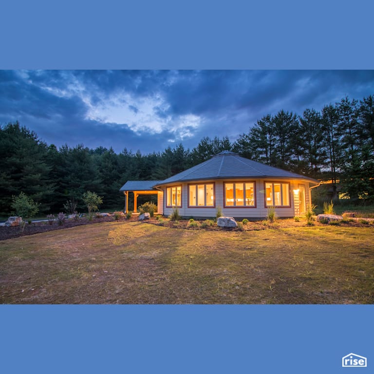 Roundhouse model home with Wood Mulch by Deltec Homes