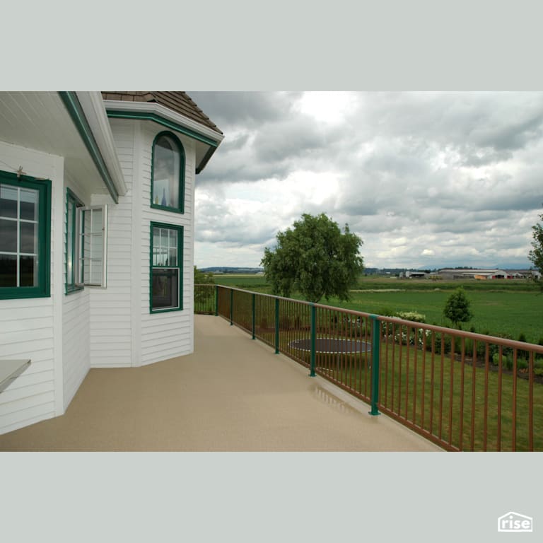 Vinyl decking membrane on back deck with Vinyl Decking by Global Dec-k-ing Systems