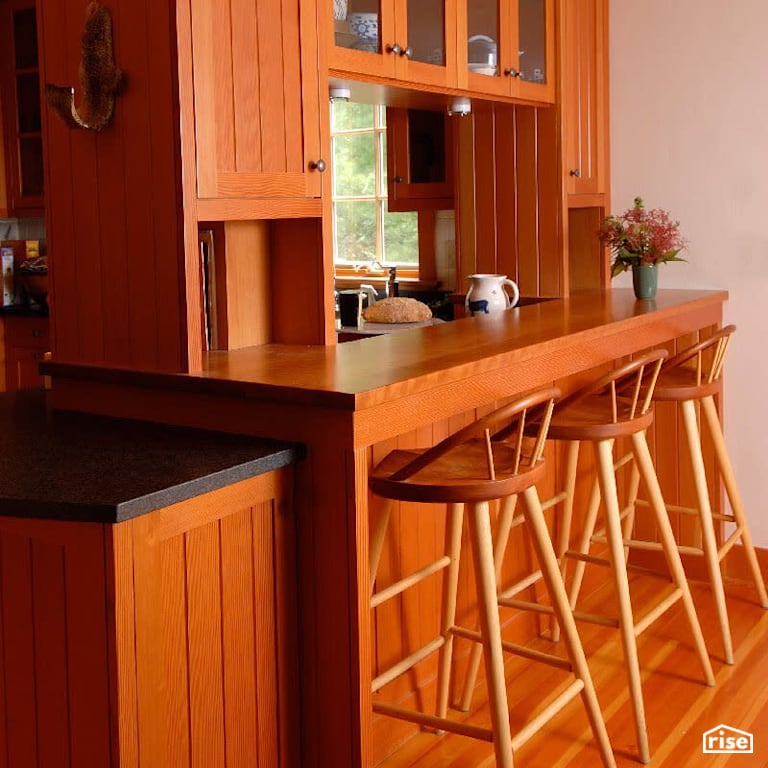 Finished kitchen with warm and natural wood grain tones with Interior Wood Finish by Vermont Natural Coatings