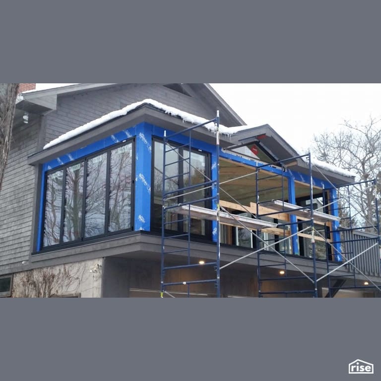 Blueskin control layer with NanaWall Windows and Doors with Exterior Air Sealing Tape by J Russon Construction