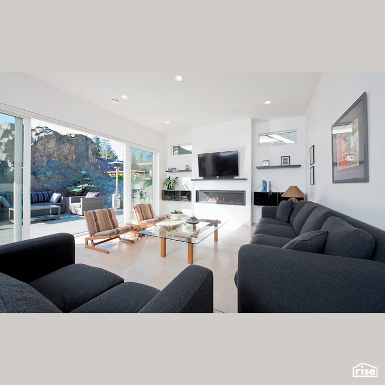 Spacious Serenity - Living Room with Gas Fireplace by Pheasant Hill Homes Ltd.