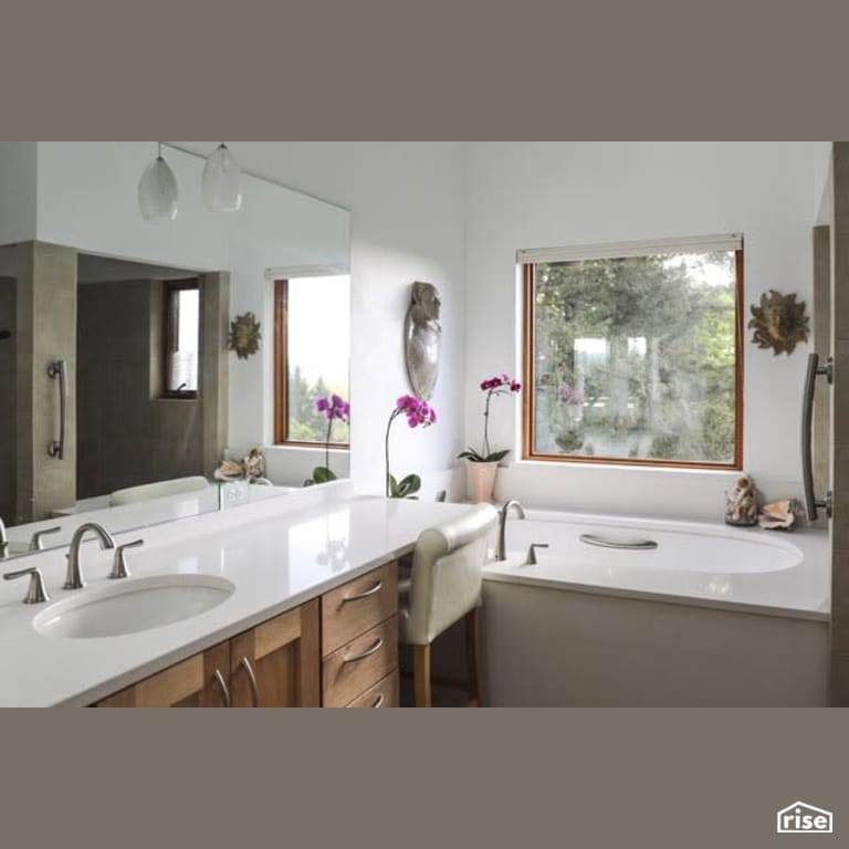 Bathroom with FSC Certified Hardwood by Winsome Construction