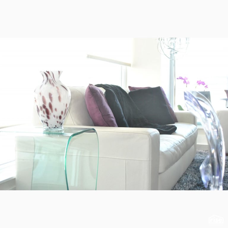 Wondrous Waterfront Condo with Floor Lamp by Amazing Space Interiors