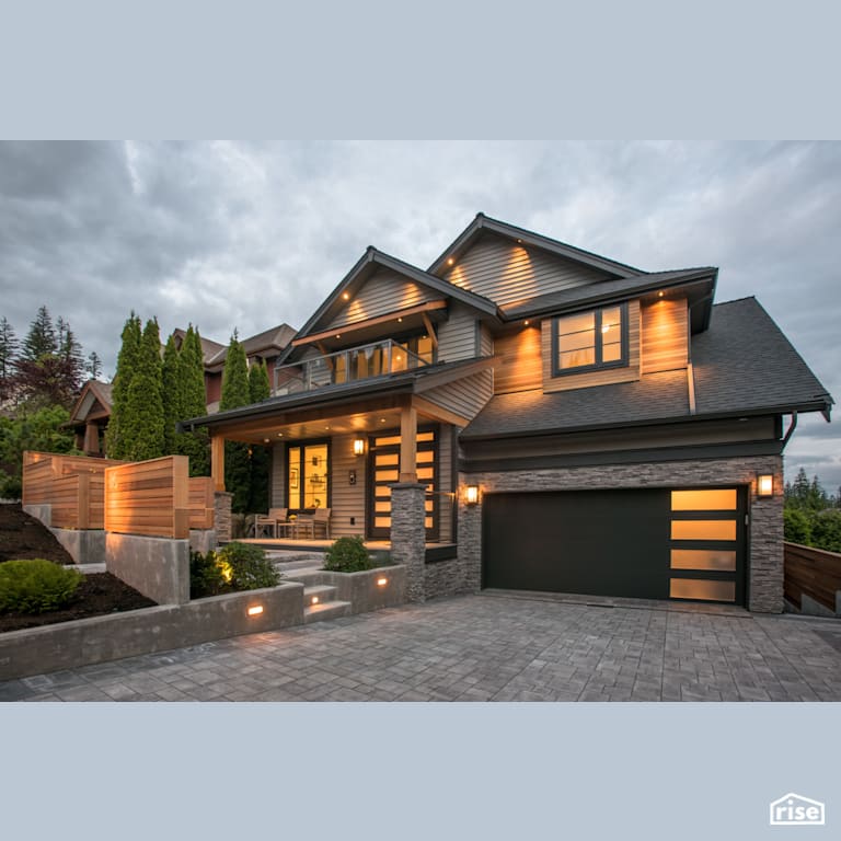 Front Exterior with Solar Outdoor Lights by My House Design/Build Team Ltd.