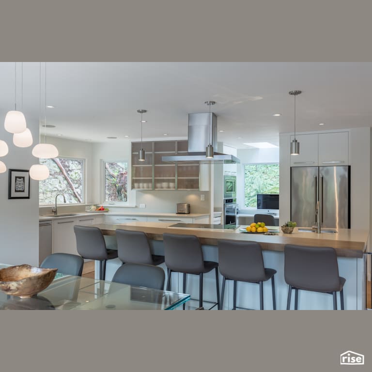 Marine Drive Kitchen Wide Shot with Integrated LED by Synthesis Design