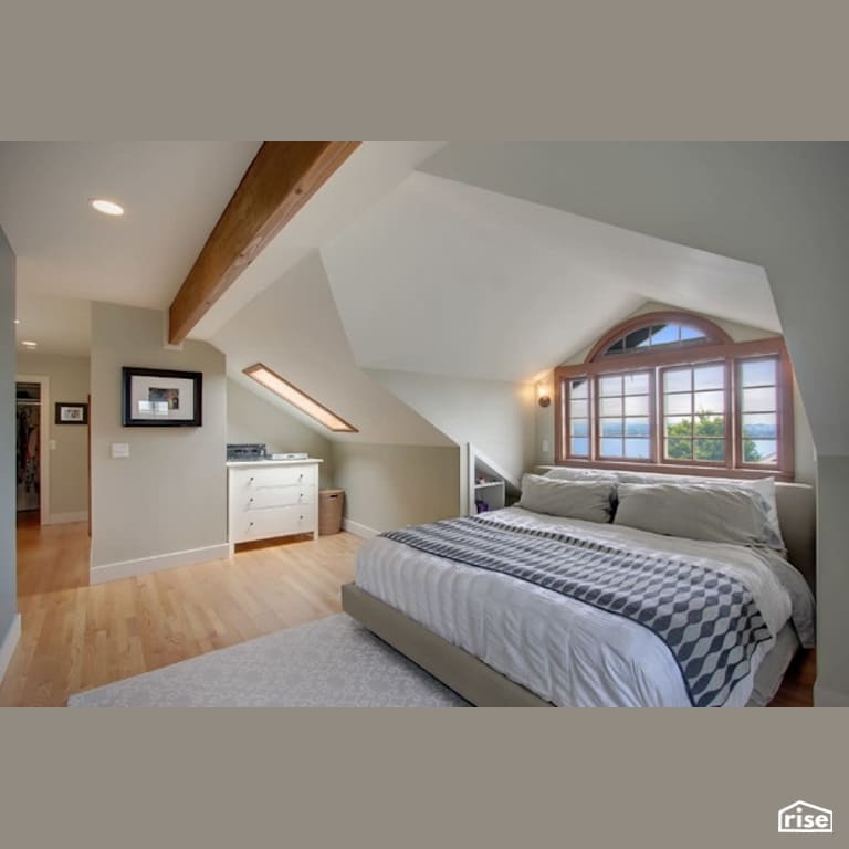 Madrona Craftsman master bedroom with Engineered Hardwood by Gant Nychay Architecture PLLC